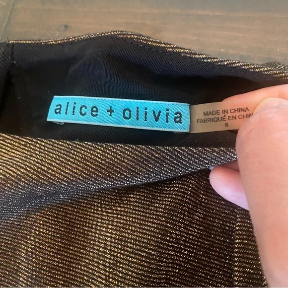 Alice + Olivia Gold Bronze Dress Back Mesh Detail size 6 - Picture 6 of 15